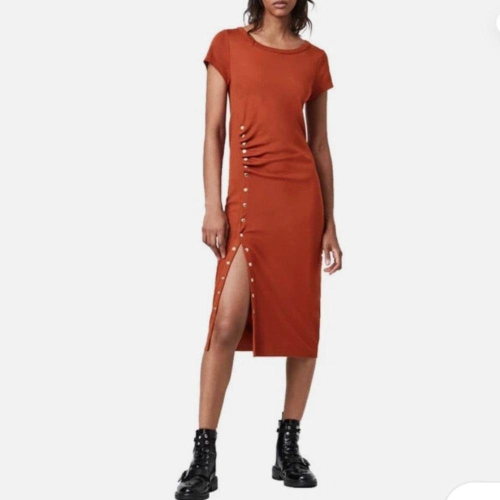 All Saints Hatti Tee Dress in Arabian Spice Red